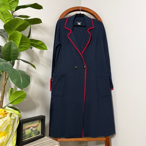 VENUS Jackets & Blazers - Venus LARGE Navy Blue Sweater Knit Duster Cardigan Coat